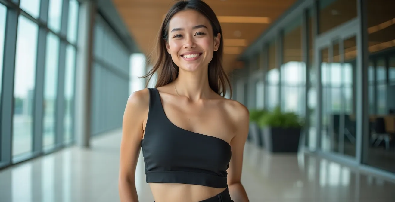 Different crop top hemline styles and their visual effects on body proportions