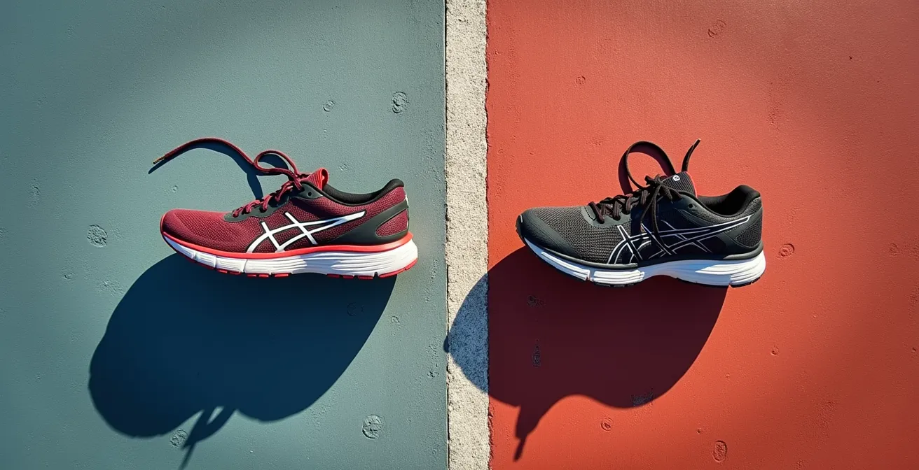 Split scene showing high intensity vs steady state cardio training approaches