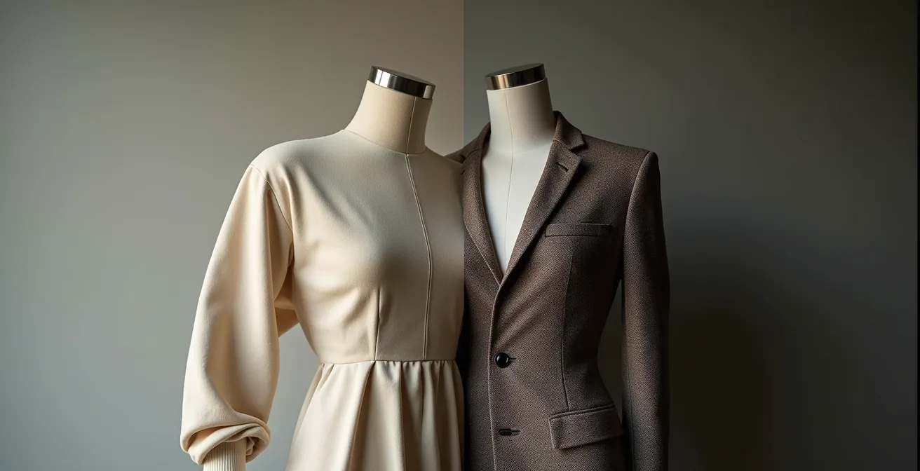 Contrast between minimalist luxury pieces and bold logo-heavy streetwear items