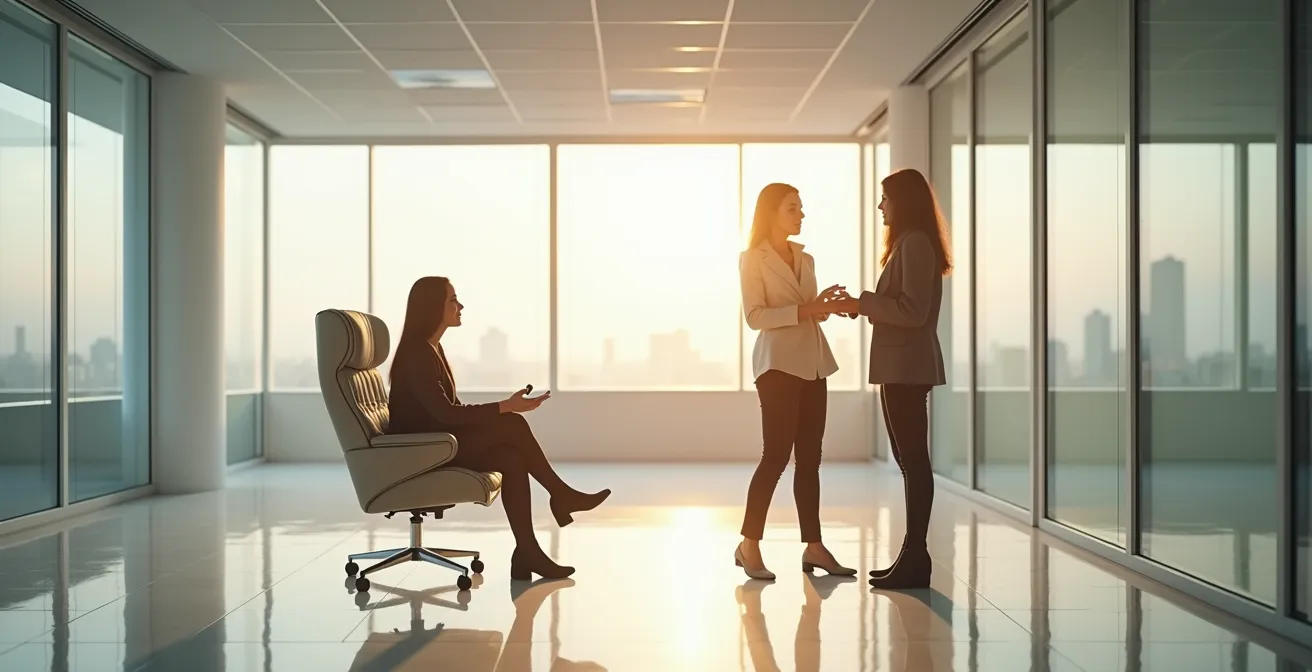 Women in a professional mentorship setting demonstrating collaborative support
